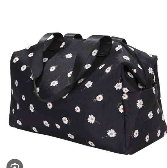 Alice + Olivia Daisy Print Duffle Bag Black - Picture 1 of 9